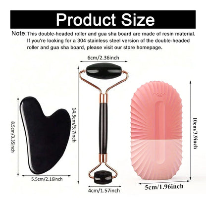 Ensemble rouleau à glace et Gua Sha pour le visage | Rouleau facial en silicone pour lifter, sculpter et masser