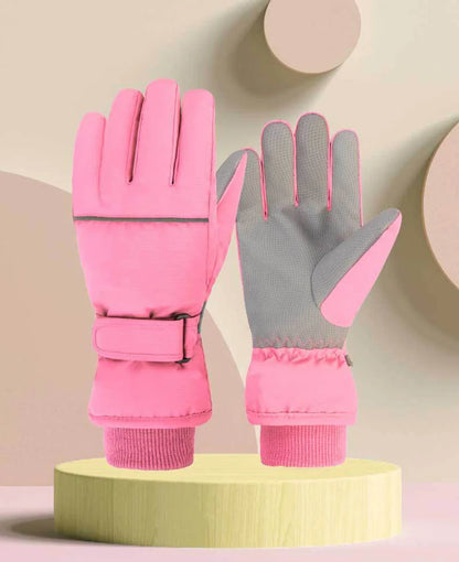 Gefütterte Skihandschuhe für Kinder – Plüschgefütterte Schneehandschuhe (Alter 4–13)
