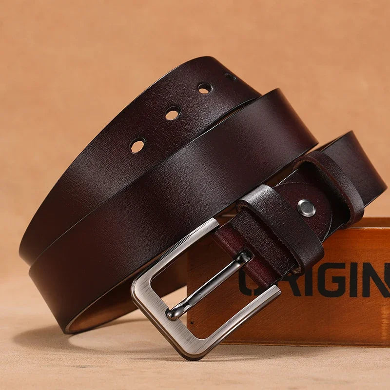 Men's Big & Tall Leather Belt – Pin Buckle, 105–170 cm