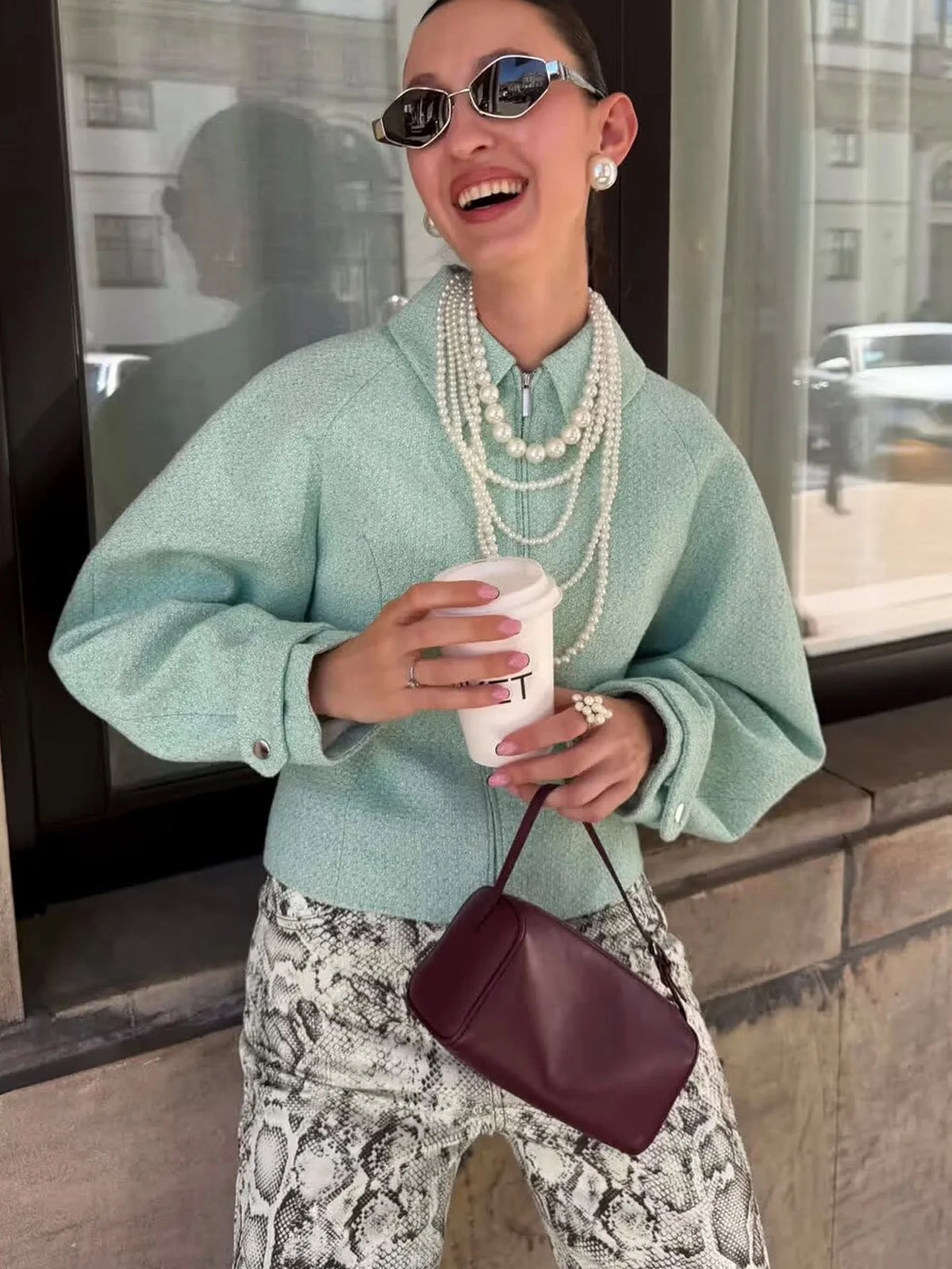 Women's Causal  Zipper Lapel Jackets Autumn Winter Fashion Long Sleeve Daily Coats High Street Ladies Outwear