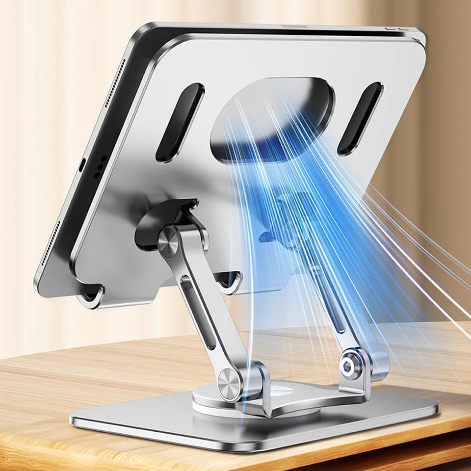 360° Rotation Tablet Stand – Adjustable Foldable Aluminum Holder for iPad Pro, Air, Mini & Phones