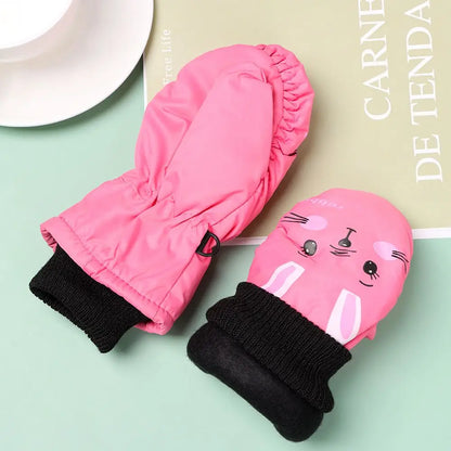 Muffole da neve con coniglietto per bambini – Muffole da sci per bimbi con fodera in velluto