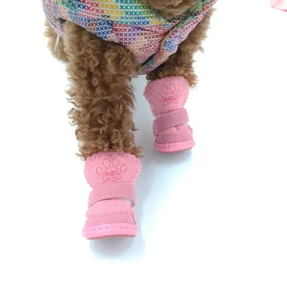 Bottes de neige en peluche pour chien – Lot de 4 chaussons chauds et antidérapants pour petits chiens