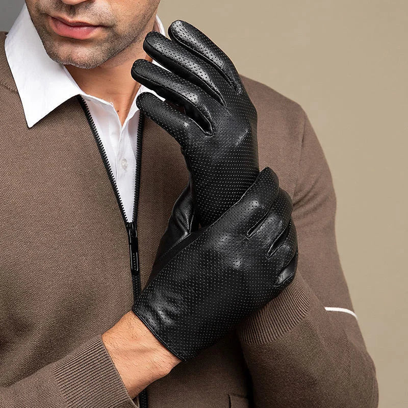 Men's Genuine Sheepskin Leather Gloves – Touchscreen Winter Gloves