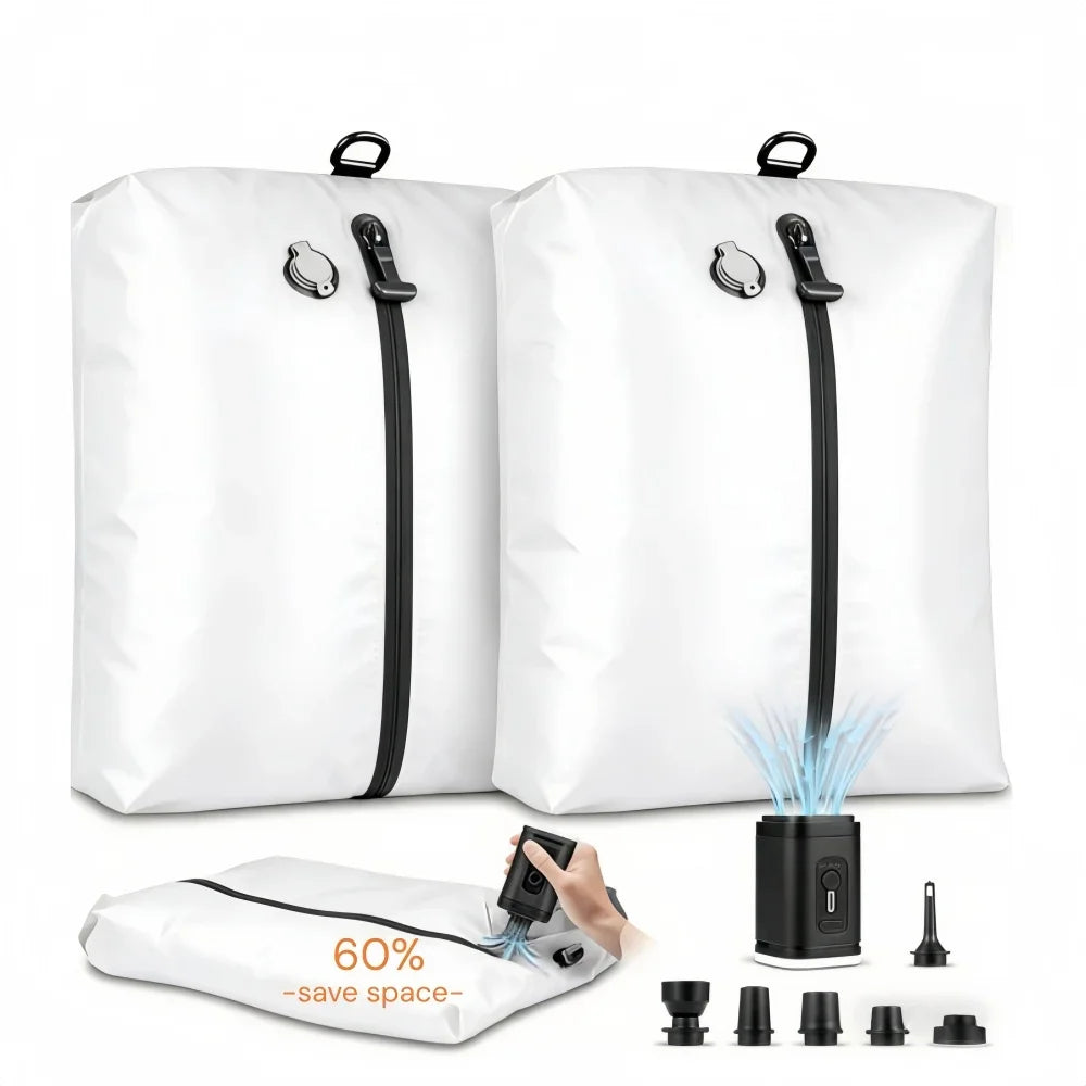 Travel Vacuum Storage Bag with Electric Air Pump | IP67 Airtight Compression Bag, 17L