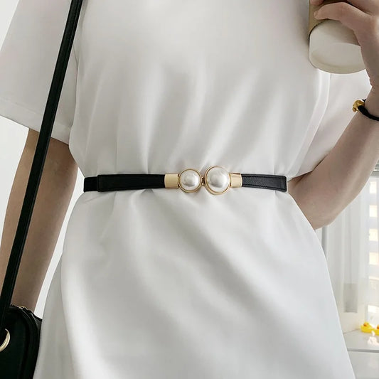Ceinture élastique à perles pour femme – Ceinture vintage à crochet pour pulls et manteaux