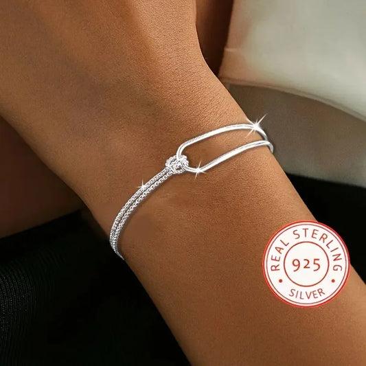 S925 Silver Minimalist Geometric Bracelet for Women – Elegant Gift for Birthday & Christmas