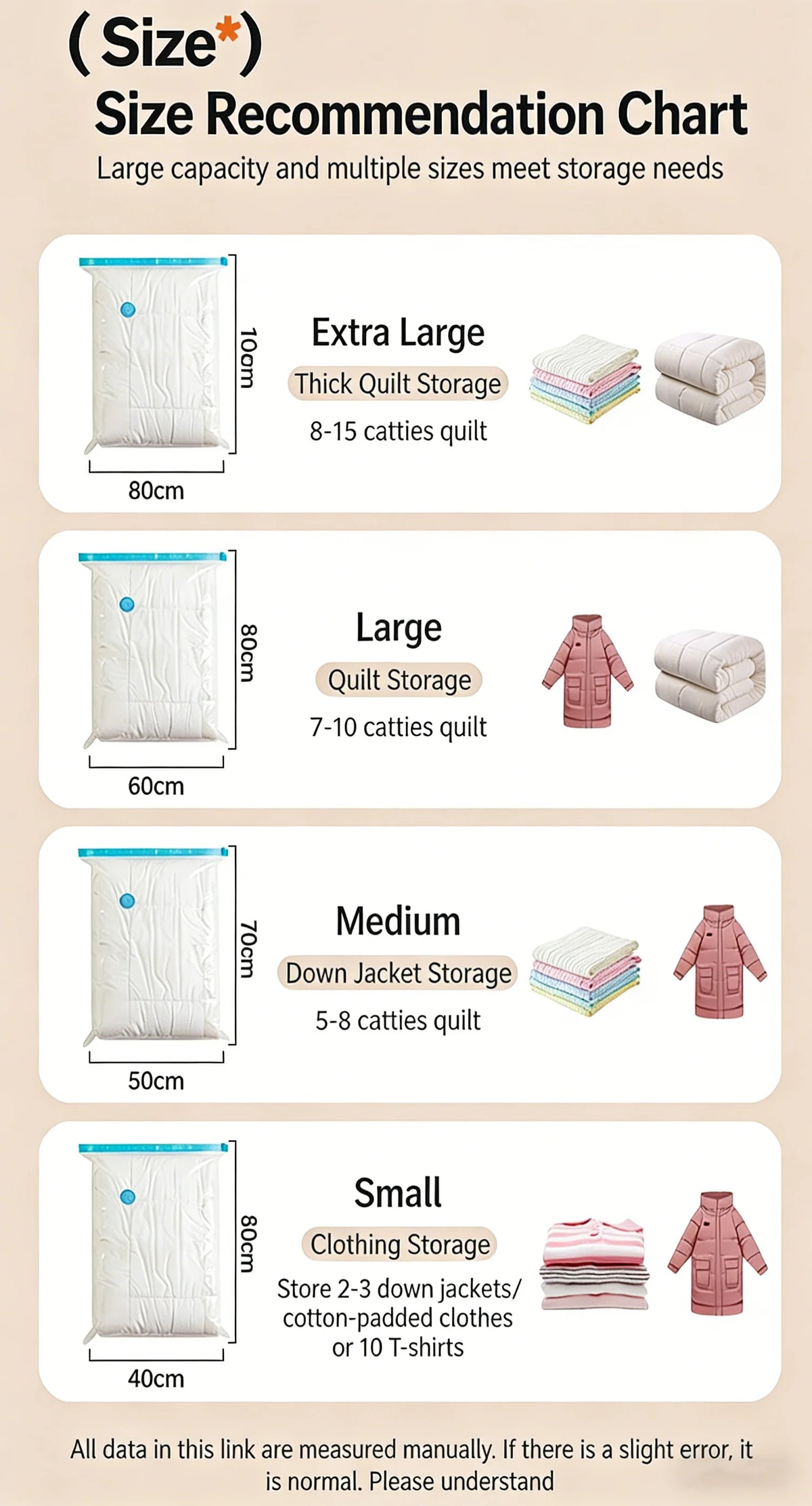 Vacuum Storage Bags 5-Pack | Space Saver Bags for Clothes, Duvets & Bedding, M & L Sizes