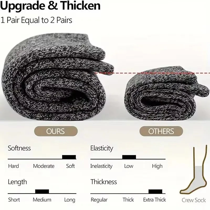 Men's Thick Winter Socks – Warm Terry-Lined Crew Socks, 3 or 5 Pairs