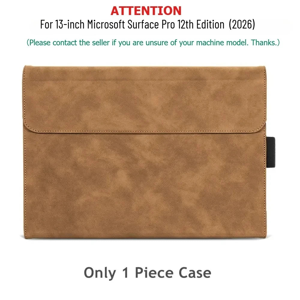 Folio Case for Microsoft Surface Pro 13-inch (12th Edition) 2026 Multi-Angle Stand PU Leather Protective Cover with Pen Holder