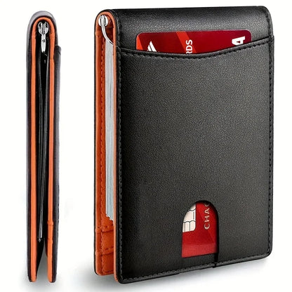 Men's Slim Bifold Wallet with Money Clip – RFID-Blocking
