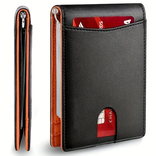 Men's Slim Bifold Wallet with Money Clip – RFID-Blocking