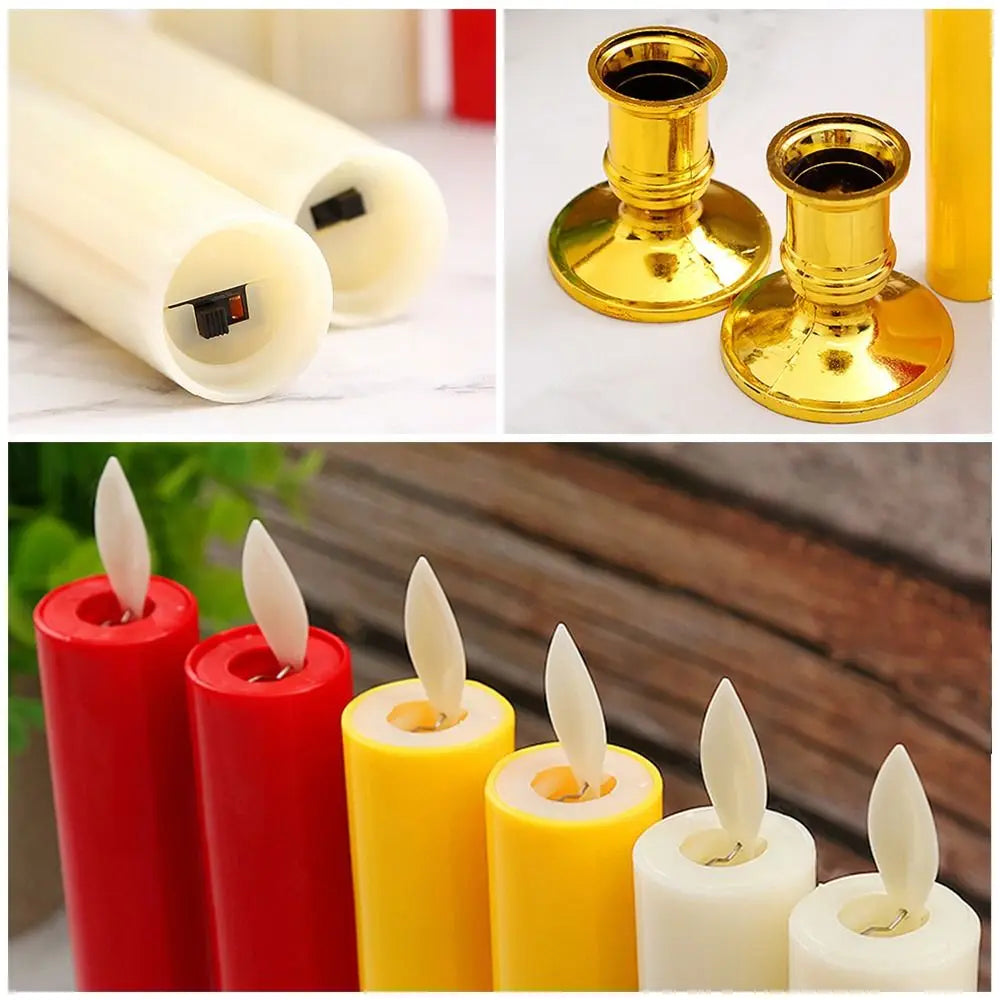 Creative LED Flameless Candles Lights Wedding Birthday Party Simulation Candles Lamp Long Electric Flickering Candlesticks