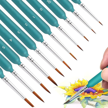 Miniature Detail Paint Brush Set – 10 or 11 Fine-Tip Brushes