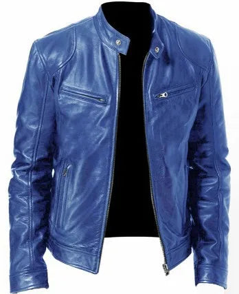 Chaqueta motera de cuero sintético de corte holgado para hombre