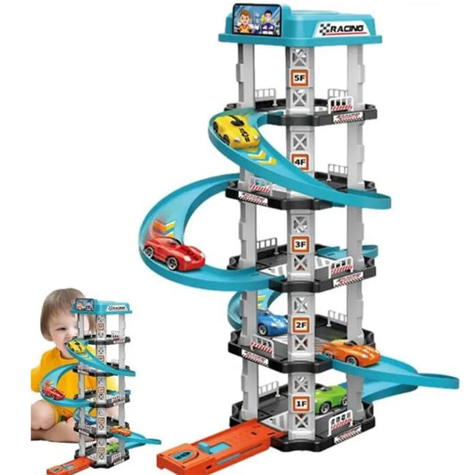 Race Track Car Ramp Toy – Gliding Rail Racing Set for Toddlers