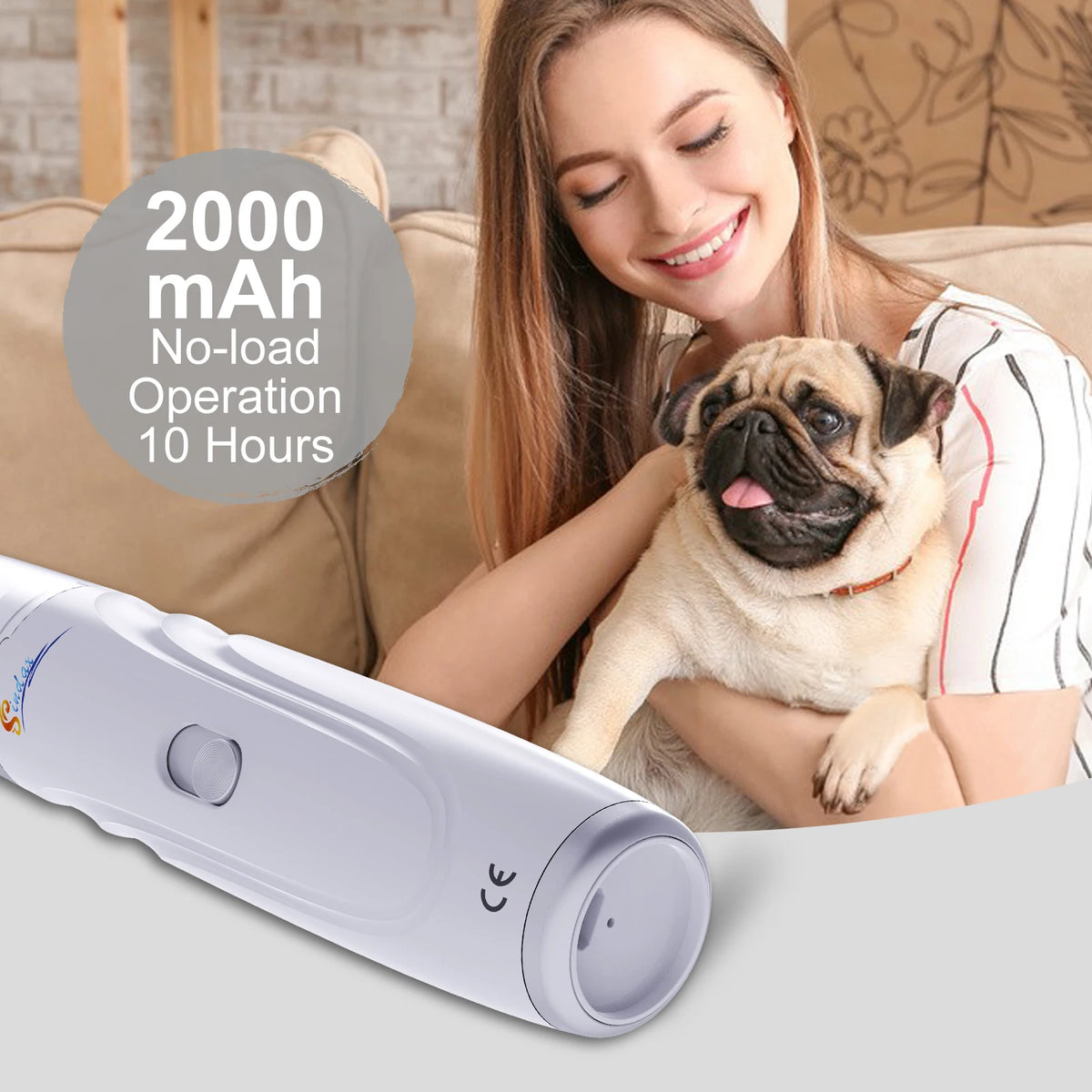 Dog Nail Grinder USB Rechargeable Electric Pet Claw Trimmer – Painless, Low Noise, 2-Speed