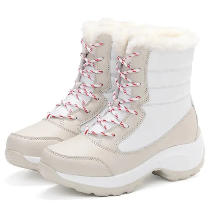 Botines de plataforma con cordones y forro de felpa para mujer
