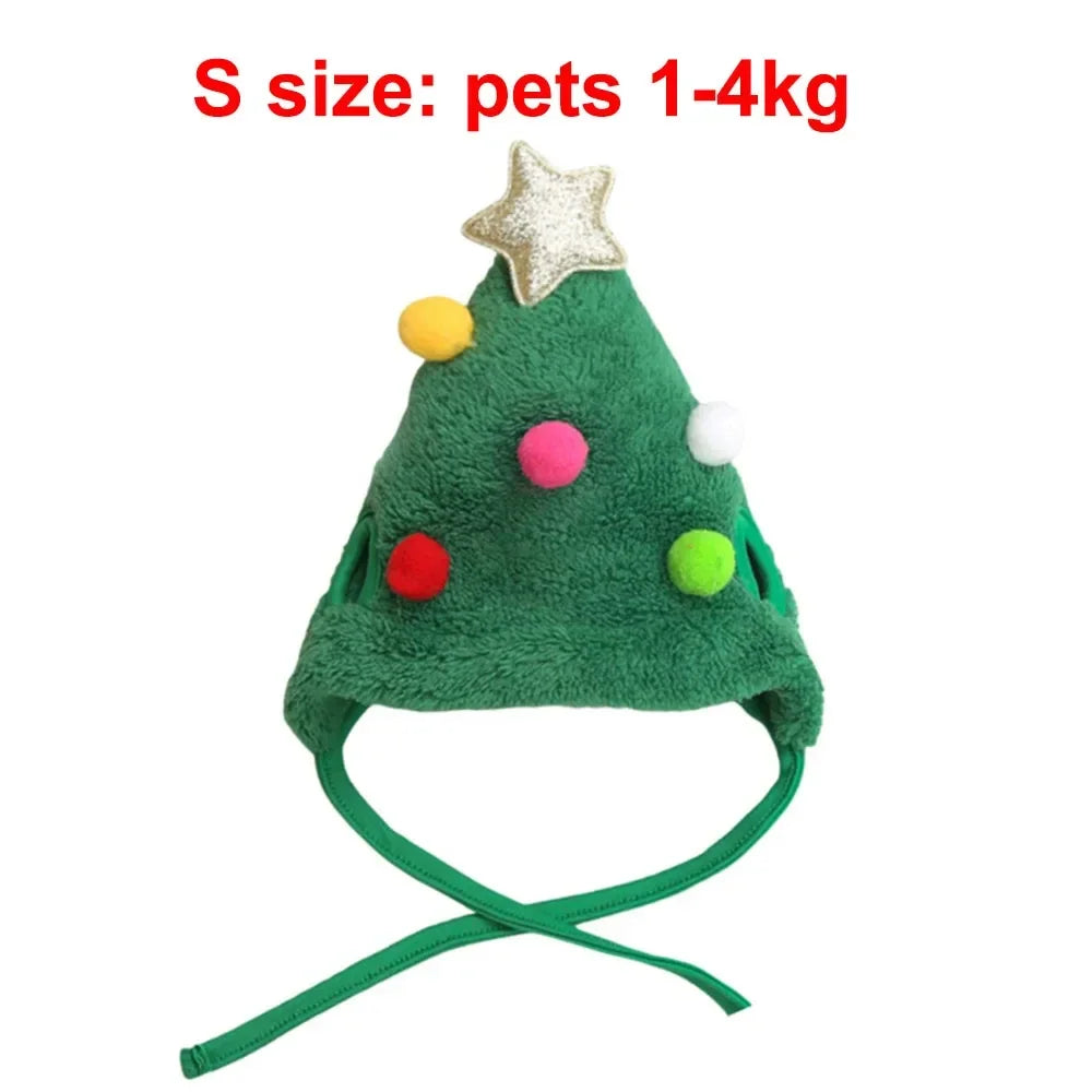 Christmas Pet Costume Set – Santa or Reindeer Hat with Scarf for Cats & Small Dogs