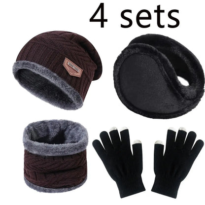 Winter Hat, Scarf & Gloves Set – Fleece-Lined Beanie Set, Kids & Adults
