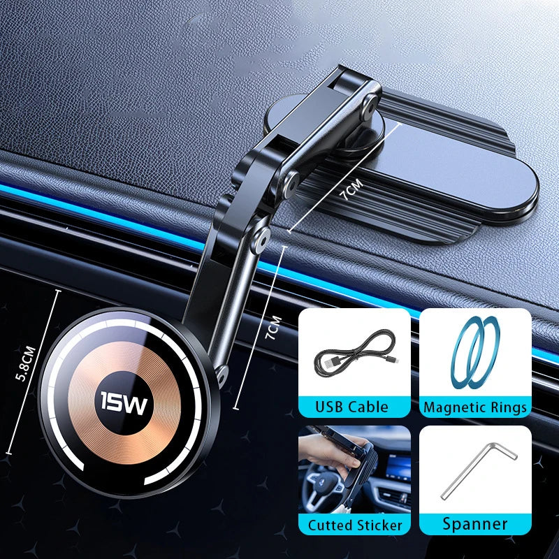 Magnetic Wireless Car Charger Stand & Phone Mount