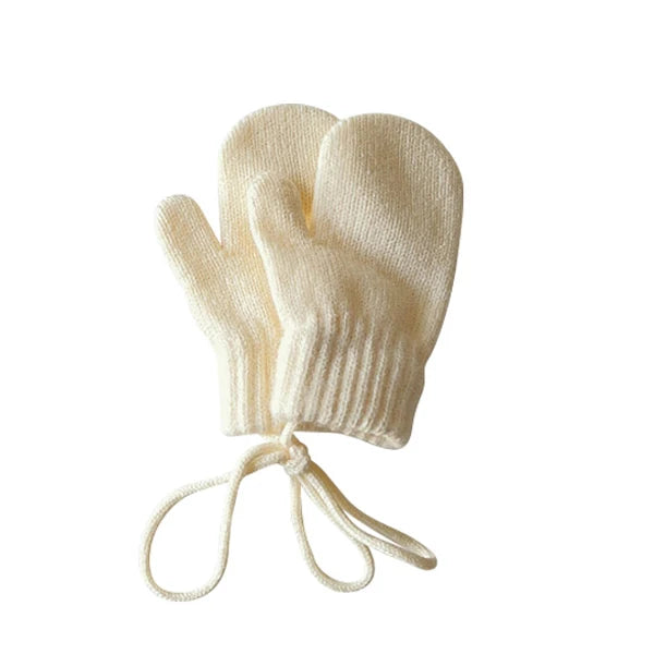 Baby Knit Mittens with String – Wool-Blend Toddler Mittens (Ages 1–4)