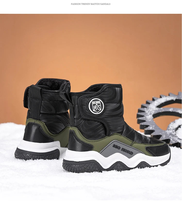 Kids' Plush-Lined Hook-and-Loop Winter Shoes