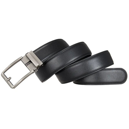 Cinturón de cuero para hombre con cierre a presión – Hebilla automática, tallas hasta 170 cm