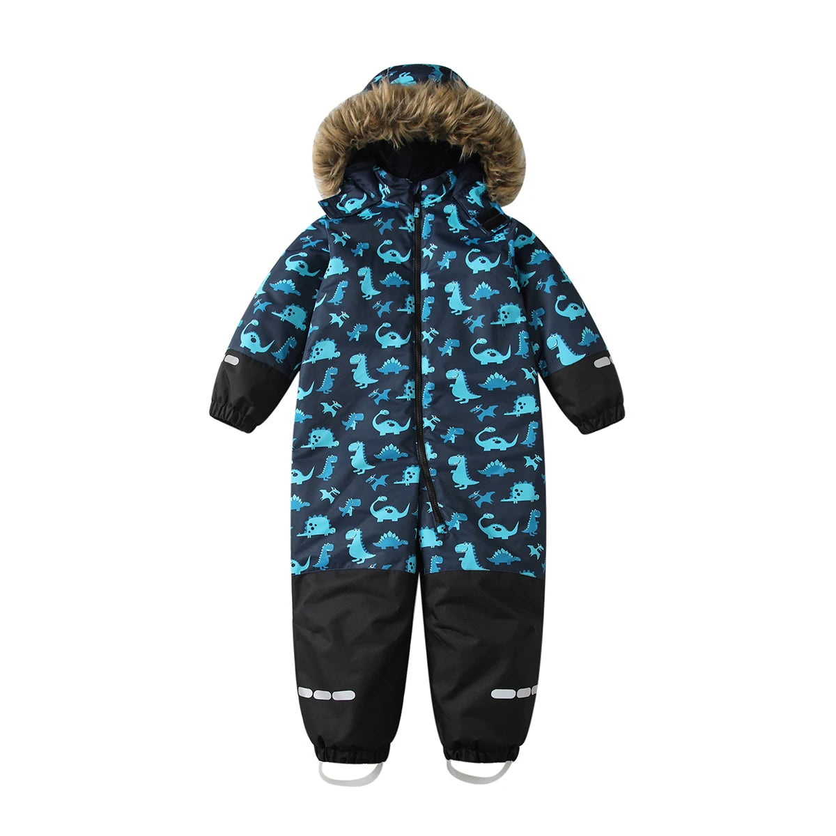 Baby Boys One-Piece Ski Suits Children's Snowboarding Fur Hooded Thick Windproof Warm Skiing Sports Clothes for Winter