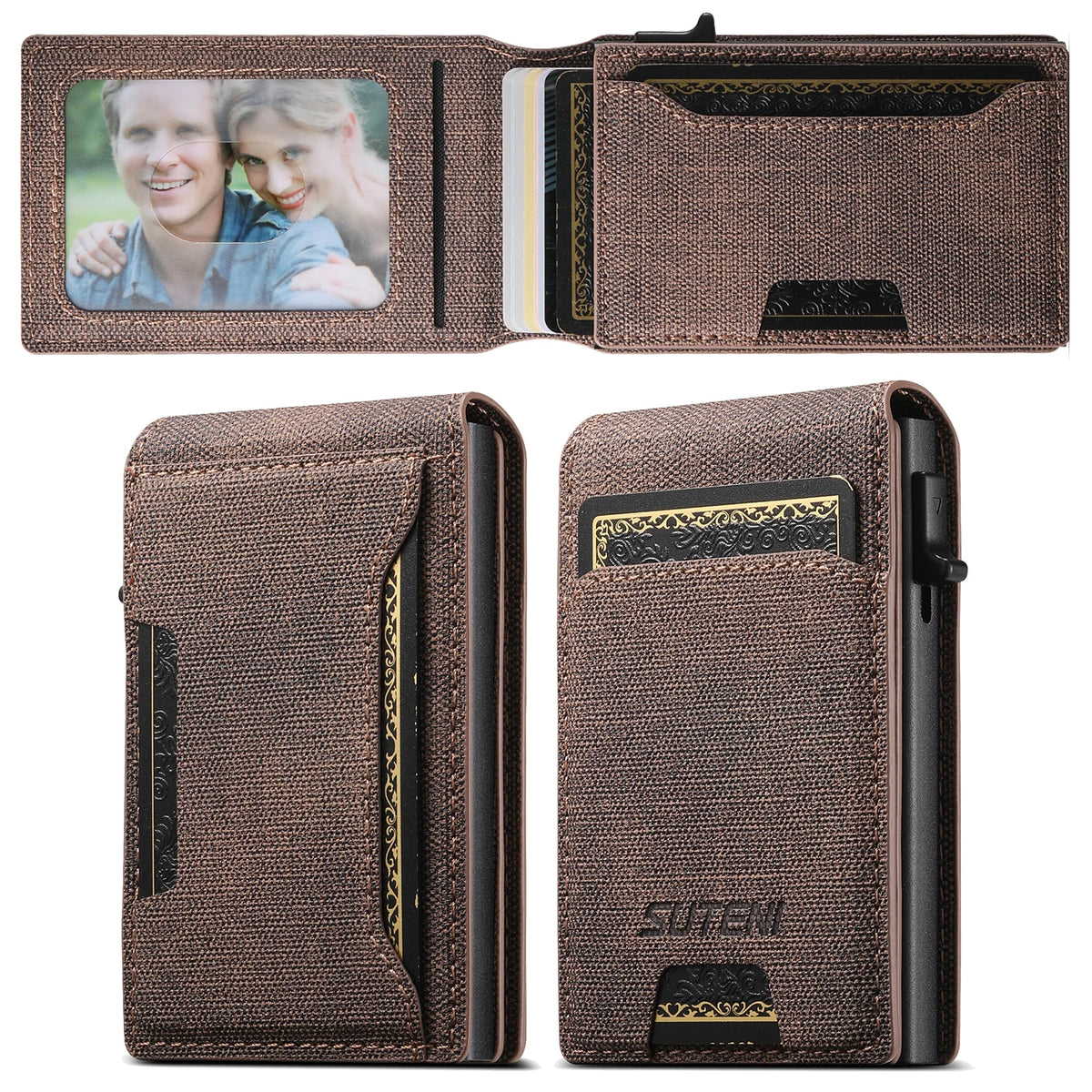 Push-Out Card Holder Wallet – Slim Faux Leather, Holds up to 12 Cards