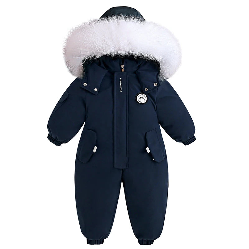 Children Ski Suit Winter Autumn Plus Velvet Boys Jumpsuit Warm Kids Clothes Waterproof Baby Overalls Hooded Girls Snowsuit 1-5Y