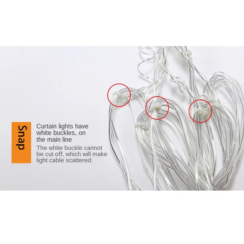 Snowflake Curtain Lights – 3.2 m LED Christmas Window Lights, 8 Modes