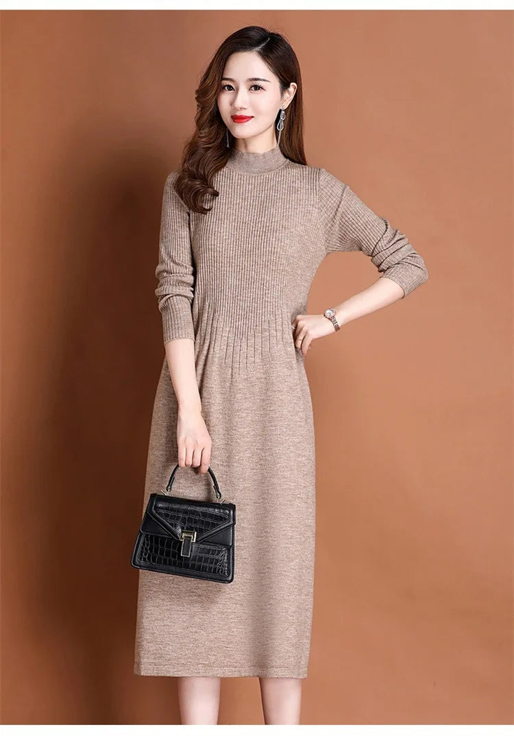 Women's Ankle-Length A-Line Dress with Appliqué