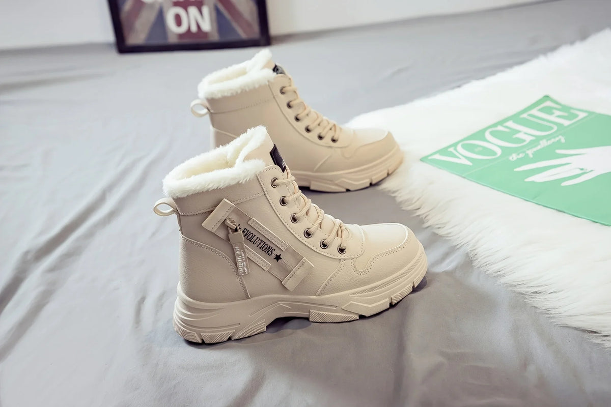 Winter Women Snow Boots Anti‑Slip Warm Fur Lined Martin Boots Casual Ankle Booties Fashion Outdoor Daily Wear Shoes