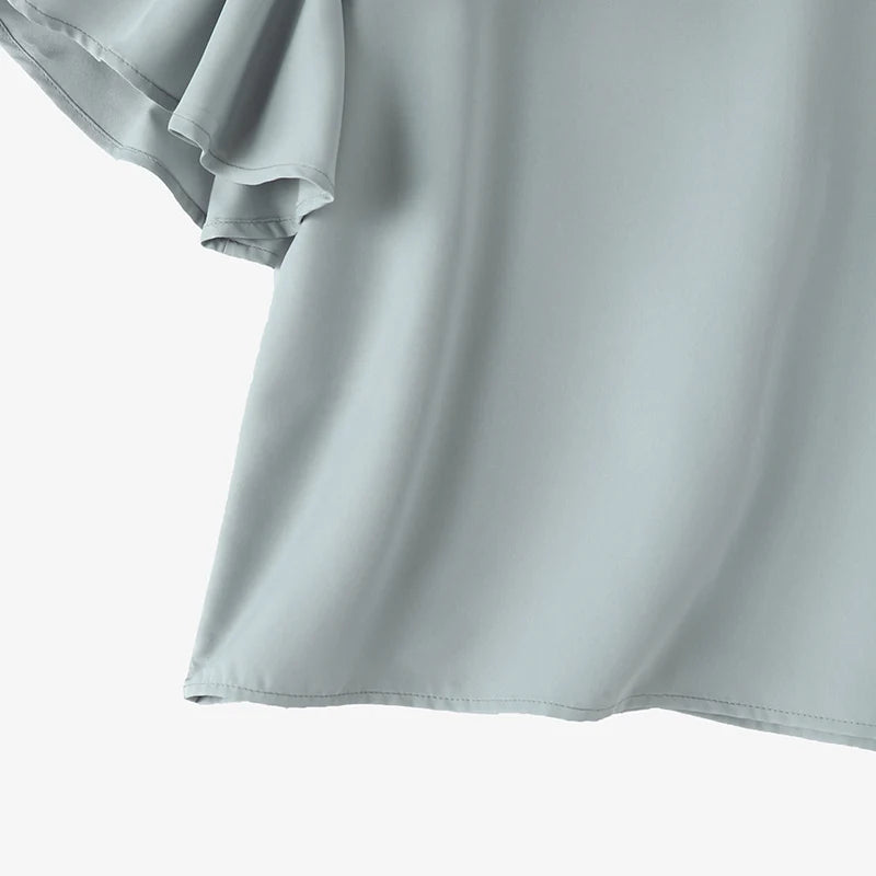 Ruffle Bow-Tie Chiffon Blouse