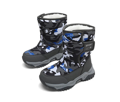 Botines de invierno para niños con forro de peluche y cierre de velcro