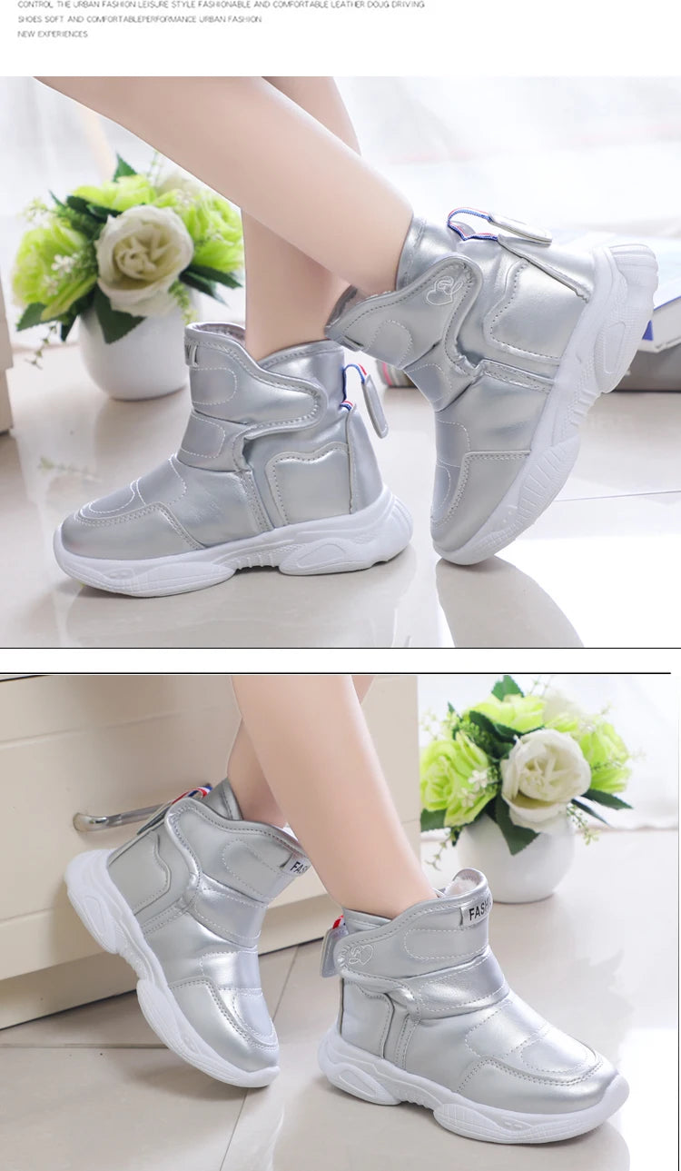 Kids' Plush-Lined Winter Sports Snow Boots