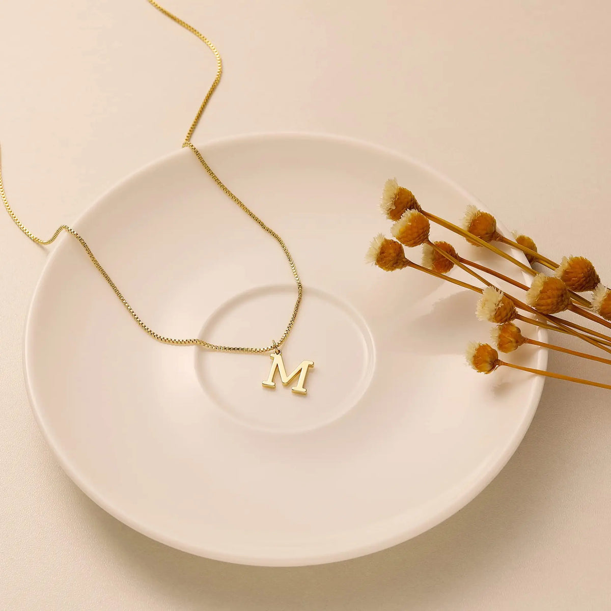 Initial Letter Necklace – Gold-Tone Stainless Steel A–Z Pendant