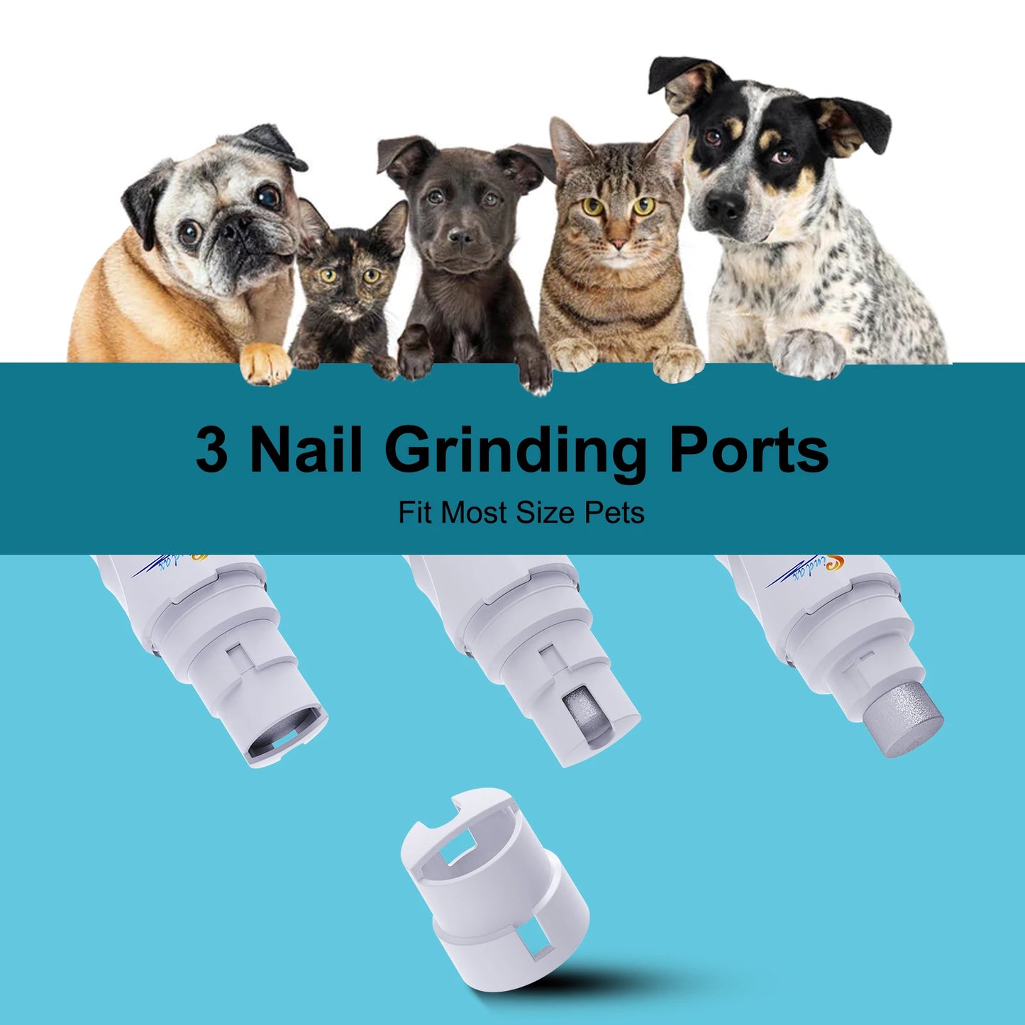Dog Nail Grinder USB Rechargeable Electric Pet Claw Trimmer – Painless, Low Noise, 2-Speed