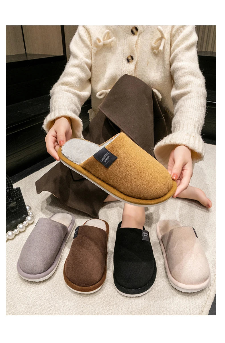 Men's Plush Winter Slippers – Warm Non-Slip House Shoes