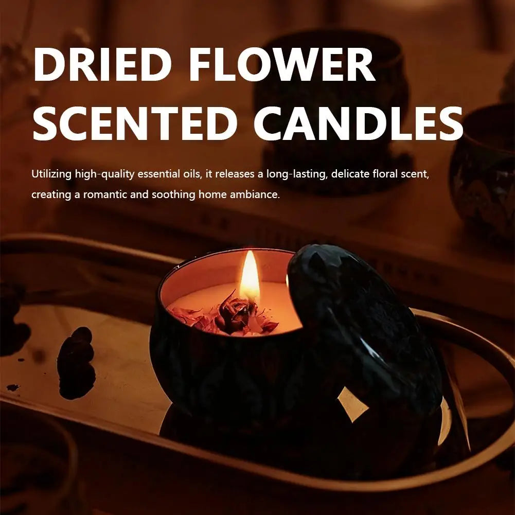 Scented Candles for Home Soy Wax Aromatherapy with Lavender Rose Jasmine etc. Plant Essential Oils & Dried Flowers Gifts