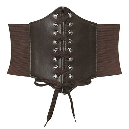 Cintura Corsetto Elastica Larga da Donna – Cintura da Vita in Ecopelle con Lacci