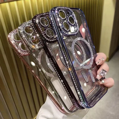Transparente magnetische iPhone-Hülle mit Glitzer