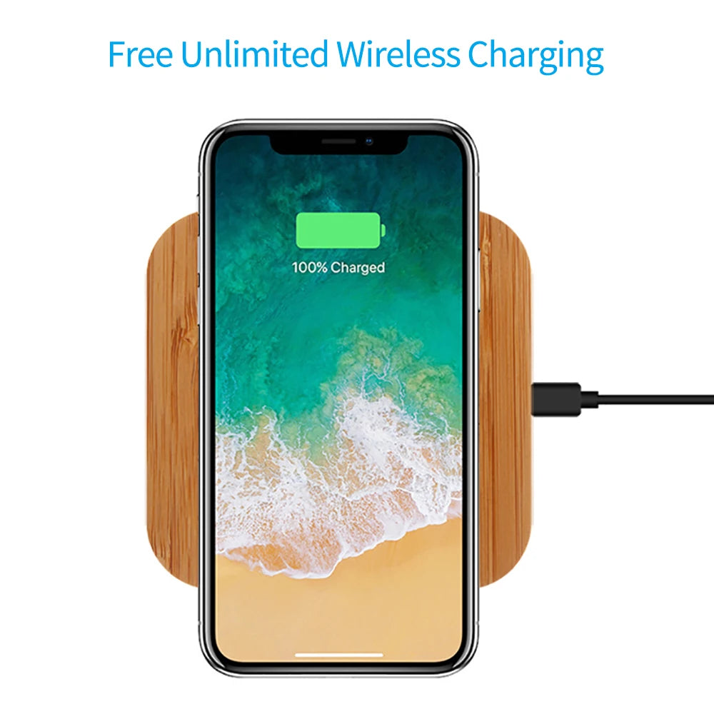 Wood-Style 5W Wireless Charging Pad for Phones