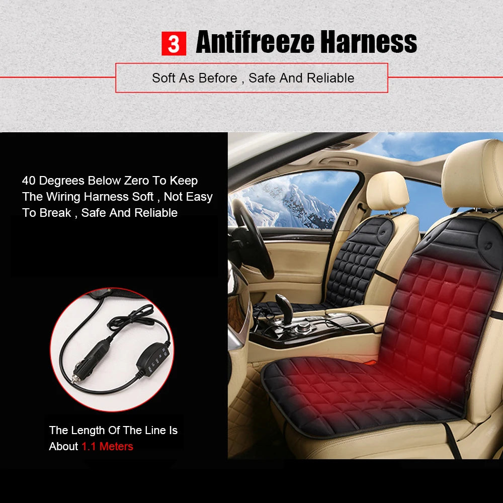 Heated Car Seat Cushion – 12V Universal Seat Warmer with 2 Heat Settings