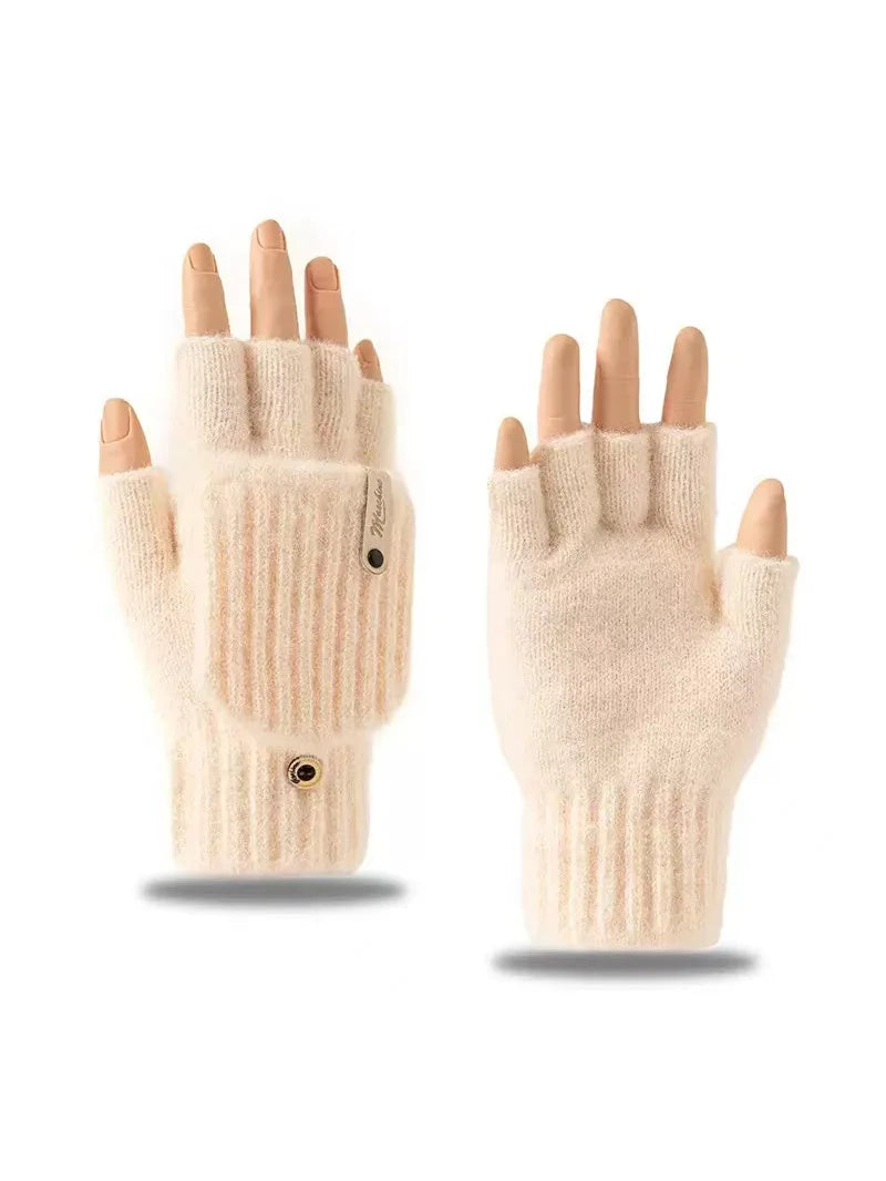 Girls' Knit Fingerless Gloves – Soft Winter Writing Gloves