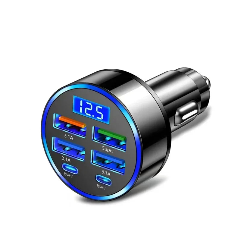 6-Port Car Charger with Digital Display