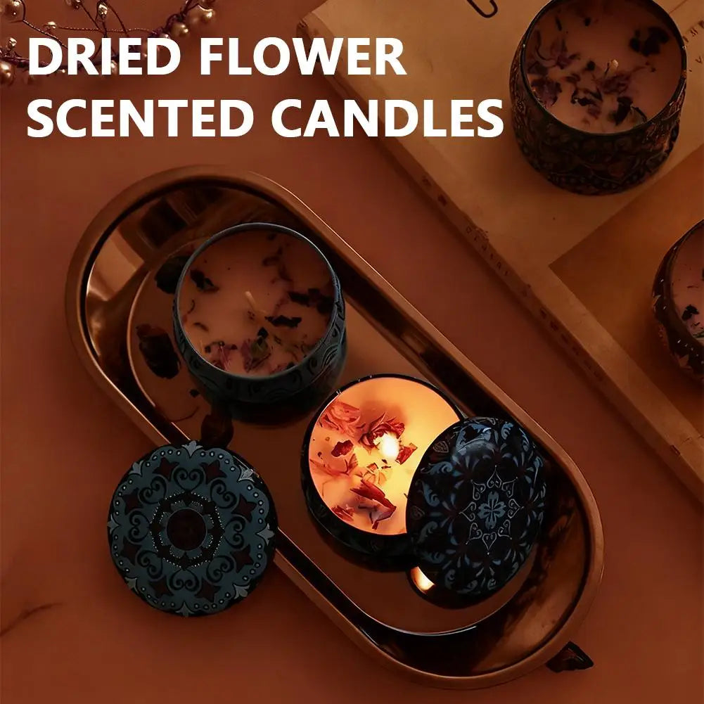 Scented Candles for Home Soy Wax Aromatherapy with Lavender Rose Jasmine etc. Plant Essential Oils & Dried Flowers Gifts