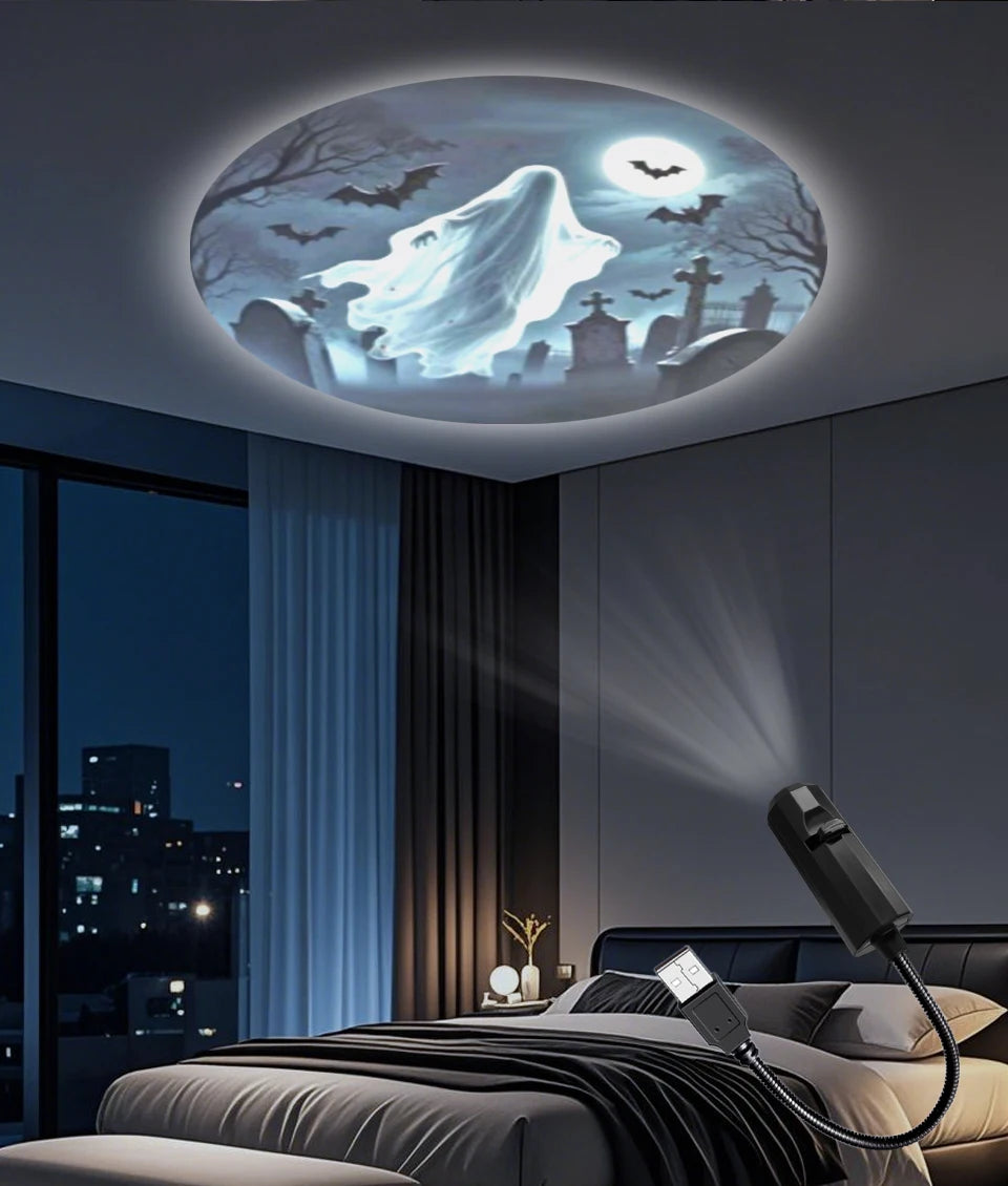 USB Projector Night Light – Christmas, Halloween & Planet Film Discs