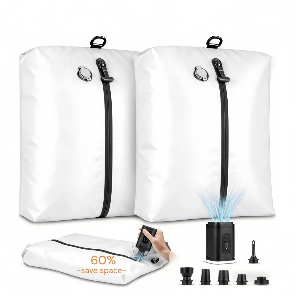 Travel Vacuum Storage Bag with Electric Air Pump | IP67 Airtight Compression Bag, 17L